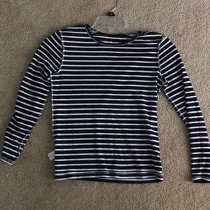 Navy blue and white striped tee